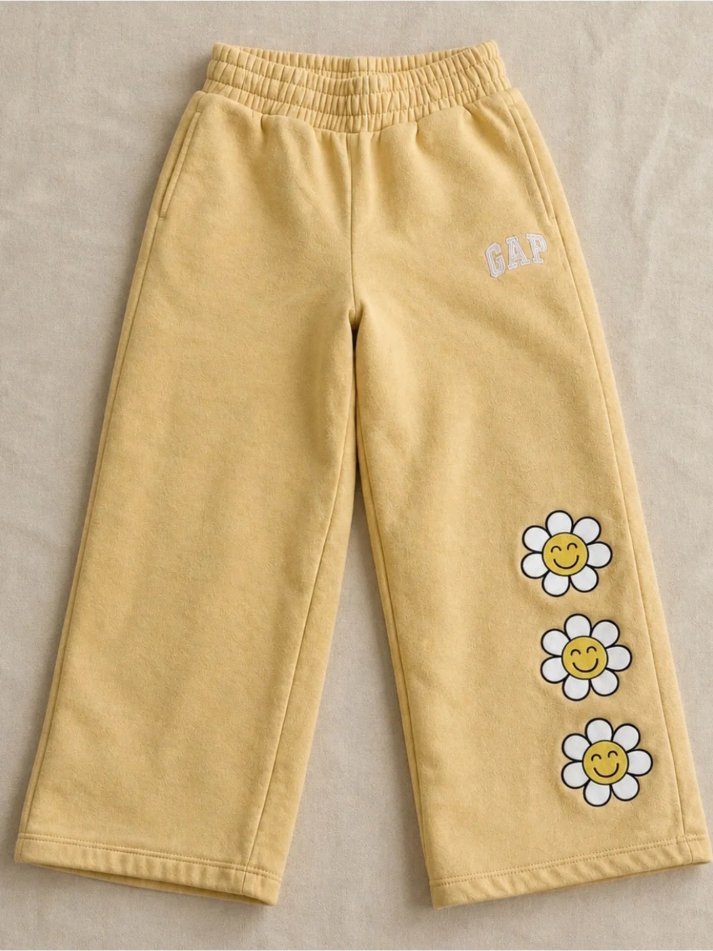 GAP Kids Pale Yellow Daisy Fleece Joggers